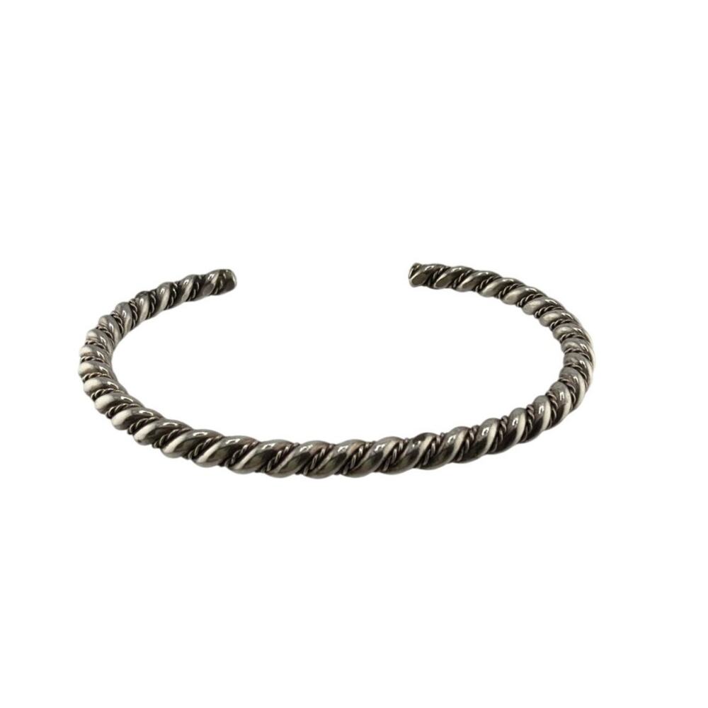 Vintage Navajo Sterling Silver Twisted Rope Cuff Bracelet